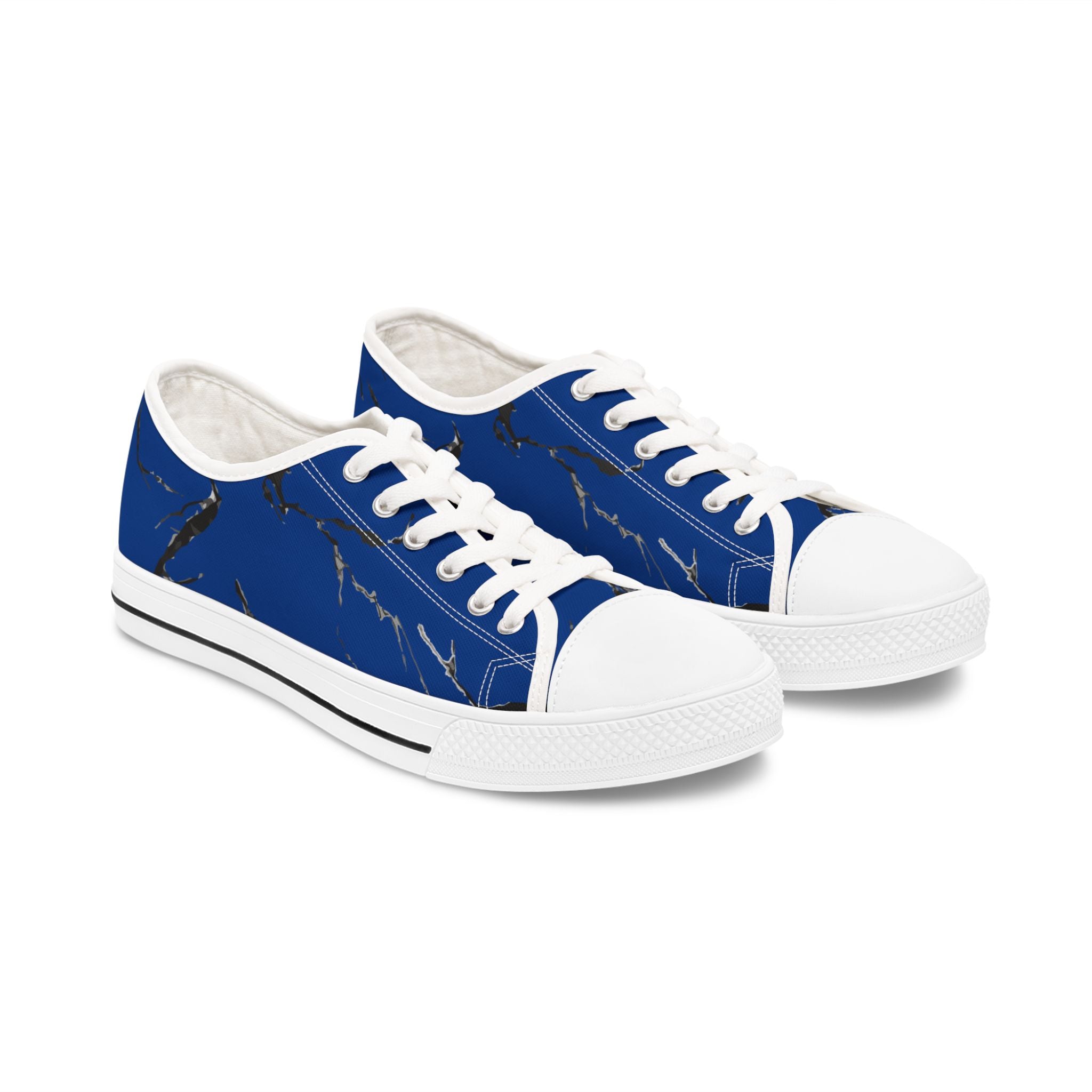 Stylish Blue Marble Low Top Sneakers for Women